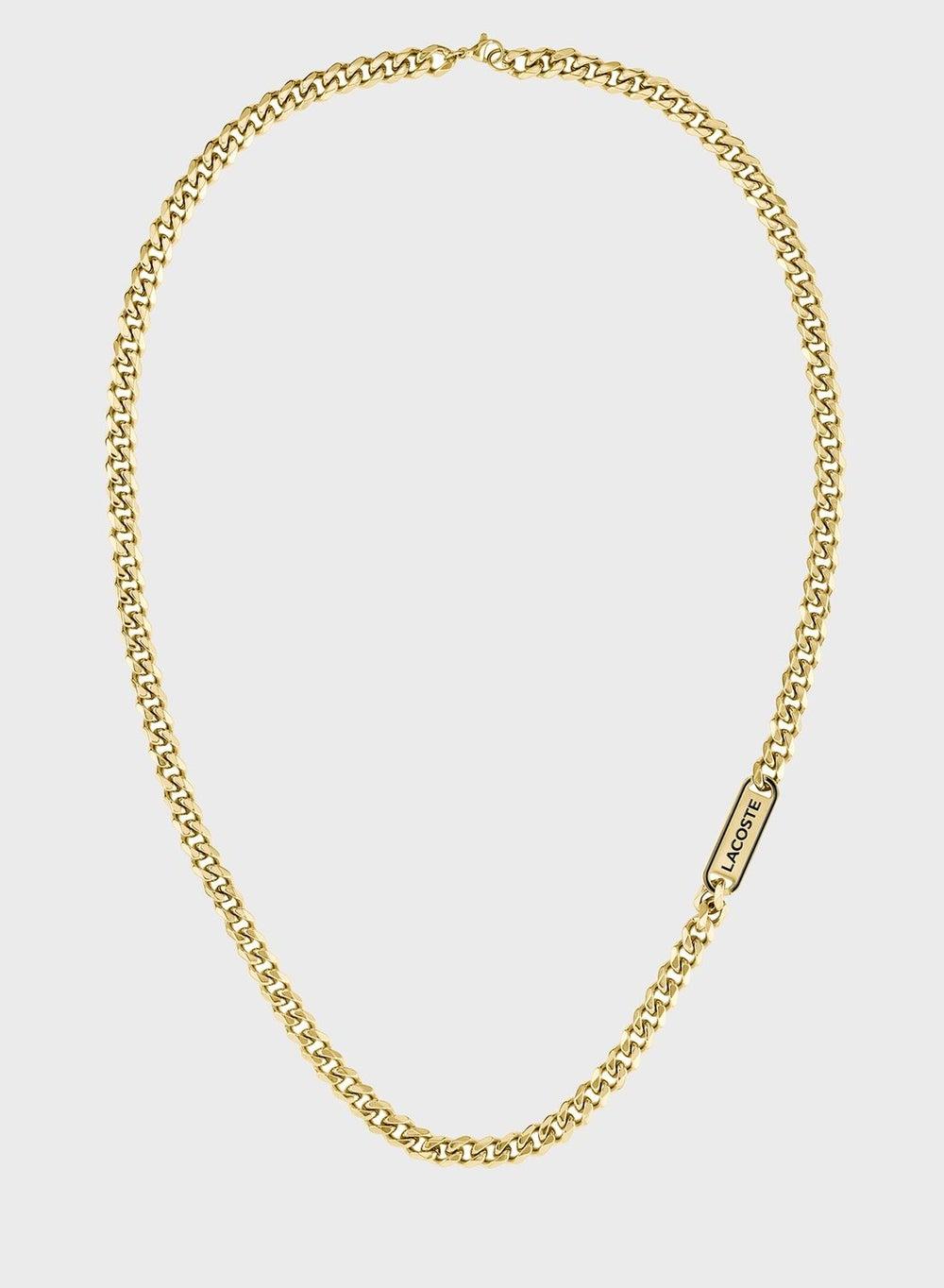 LACOSTE Gold-Tone Men's Chain Necklace with Logo Detail - Image 1