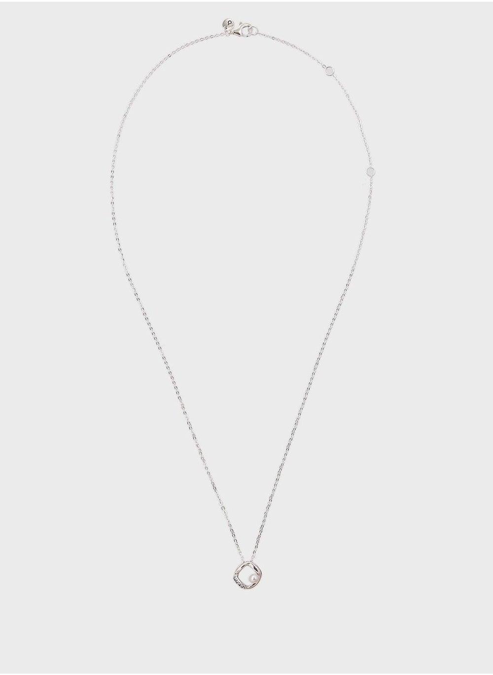 PANDORA Silver Pavé Pearl Circle Collier Necklace - Image 1