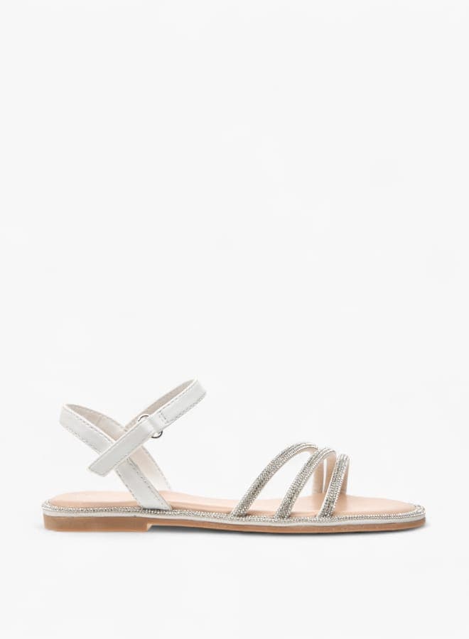 J09419 002White Luxe Diamante Straps for Girls - Image 1