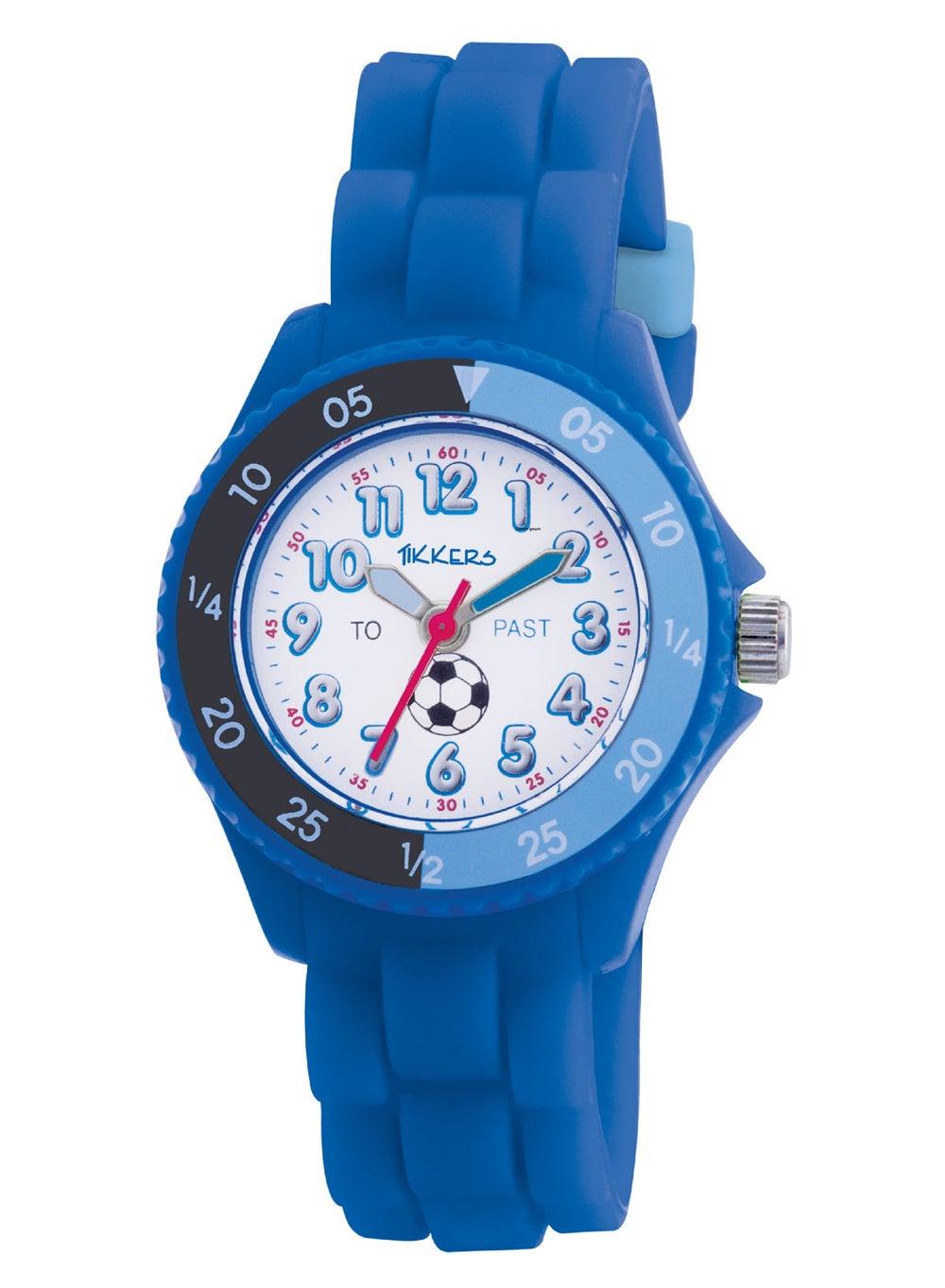 Tikkers Boys Blue Silicone Football Timekeeper Watch - Image 1