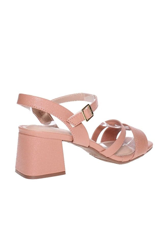 Elegant Beige Mid-Heel Slingback Sandals with Ankle Strap - Image 1
