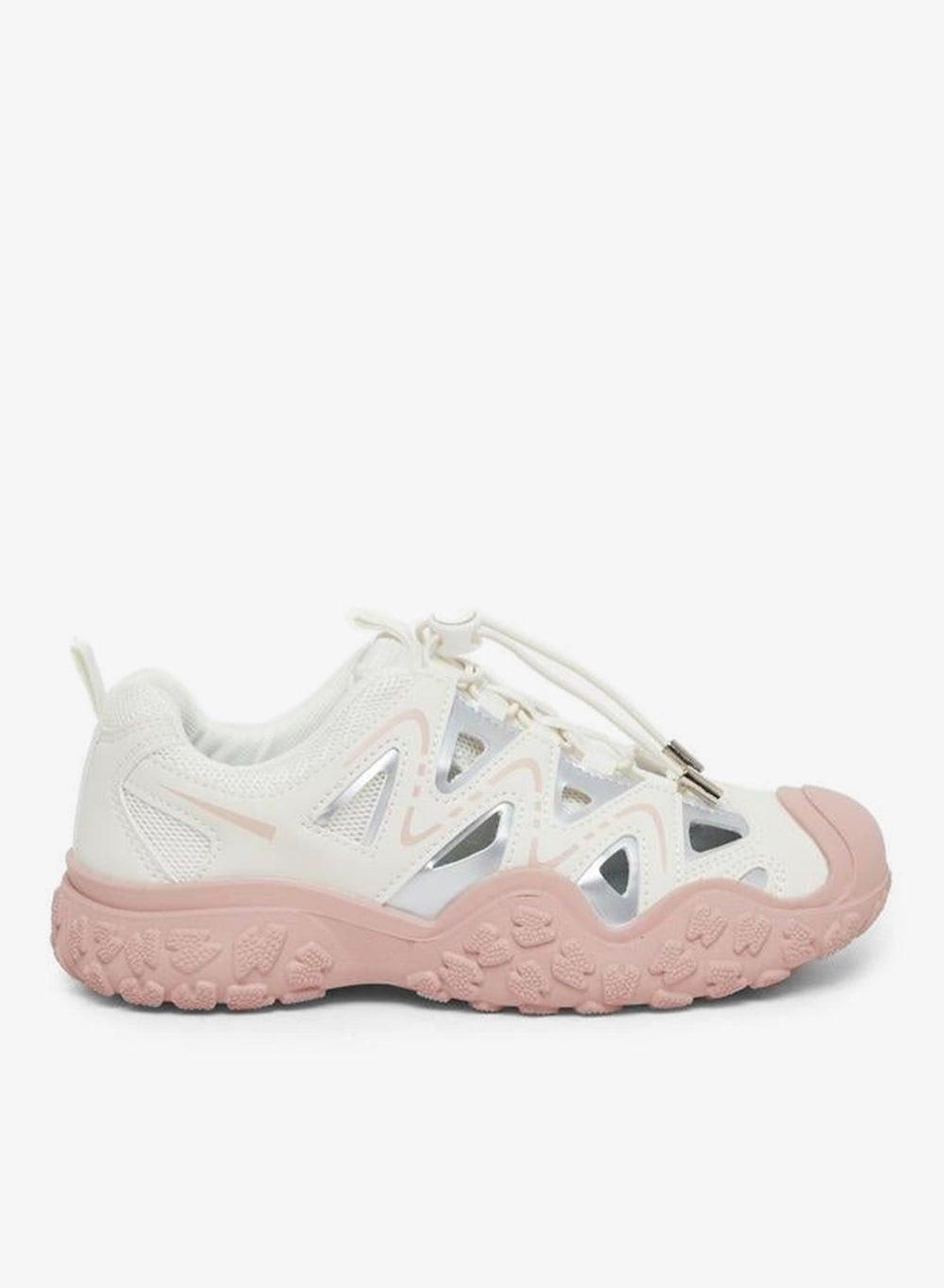 Styli Pink Textured Women's Low Top Sneakers - Image 1