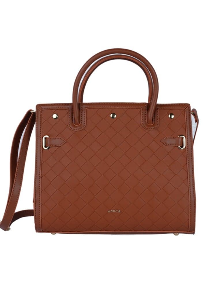 AMICA Makeda Elegant Weaved Leather Satchel for Women - Image 1