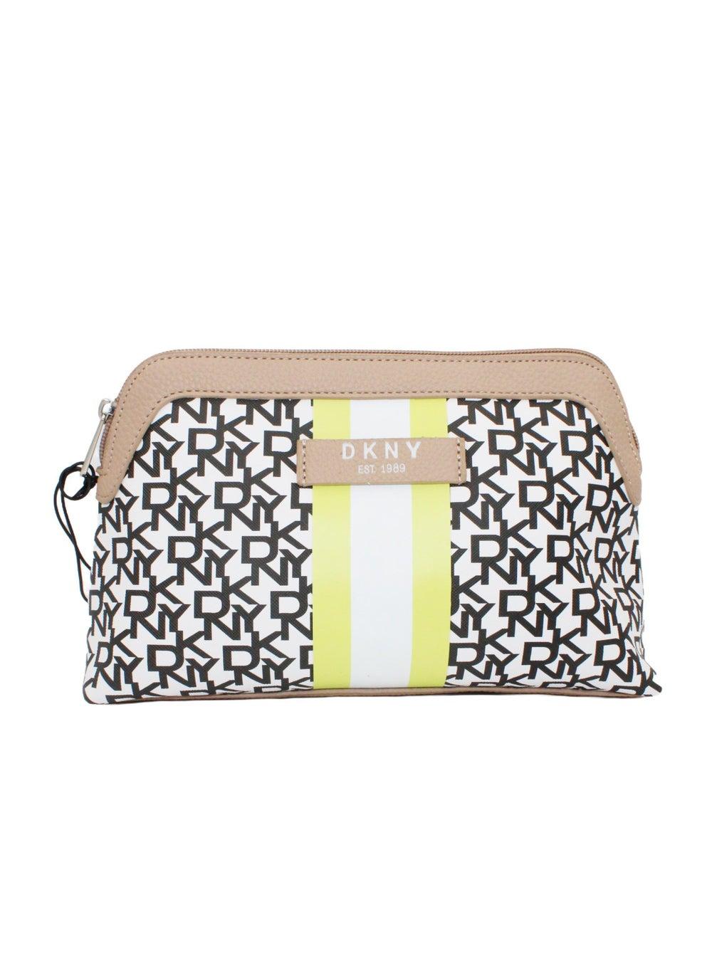 DKNY Signature Stripe Beauty Pouch: Chic Travel Companion - Image 1