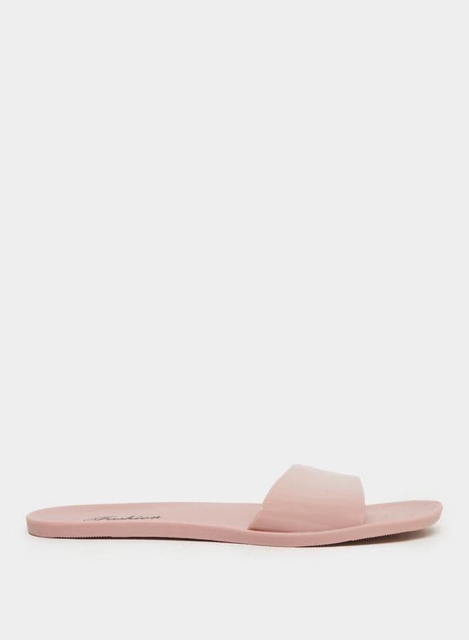 Elegant Pink Jelly Slides Take Two - Chic Flat Sandals - Image 1