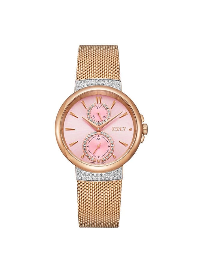 ECSTACY E23603-RMKP Elegant Multi-Function 38mm Women's Watch - Image 1