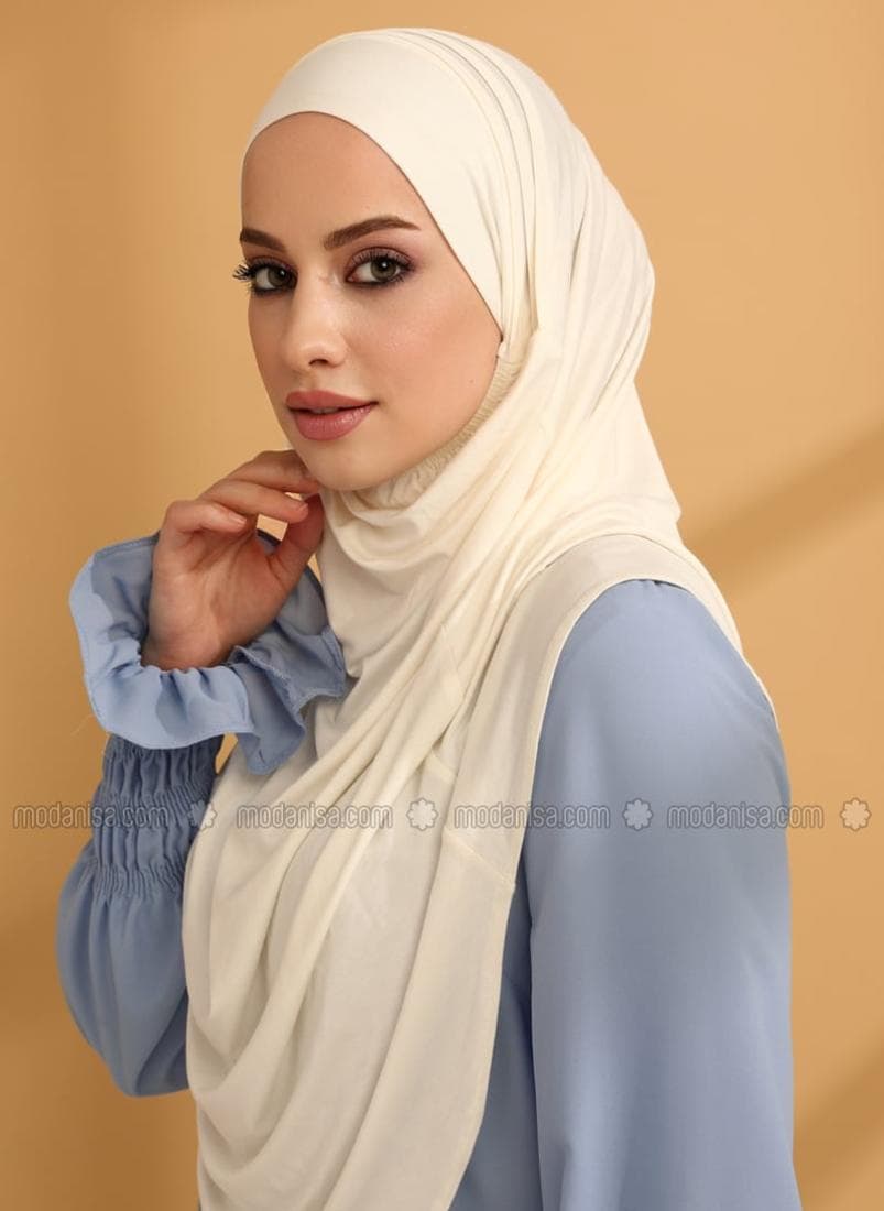 Tuva by Modanisa Ecru Instant Shawl Scarf for Women - Image 1