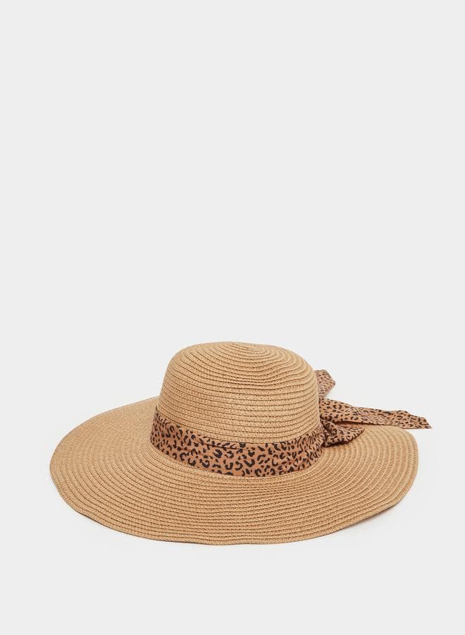 Styli Femme Chic Animal Print Straw Panama Hat - Image 1