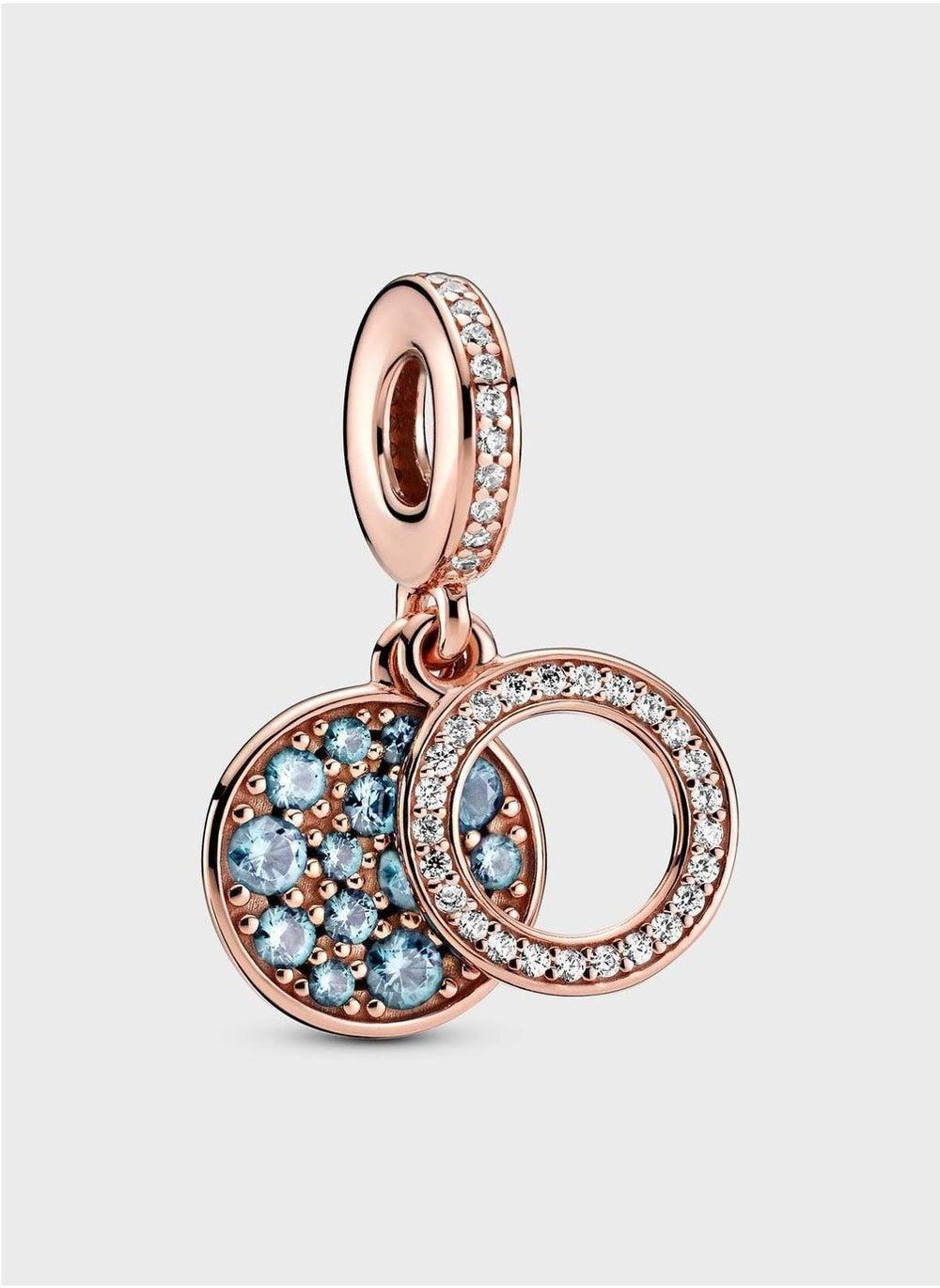 PANDORA Sparkling Aqua Dangle Charm – Light Blue Disc - Image 1