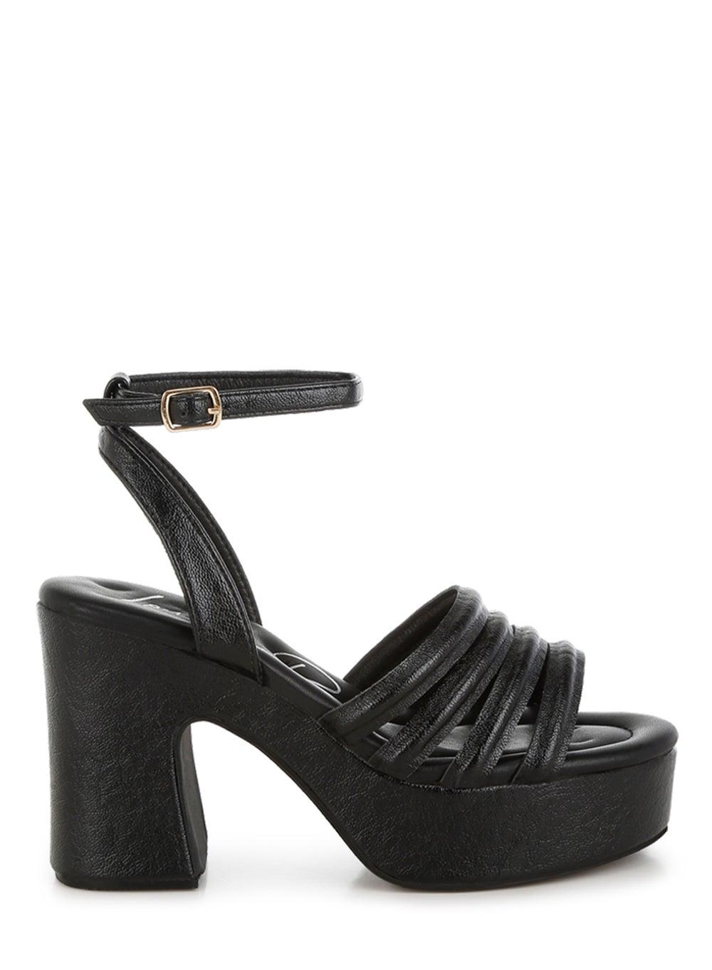 Elevate Evening Elegance SH4963 Black High Platform Sandals - Image 1