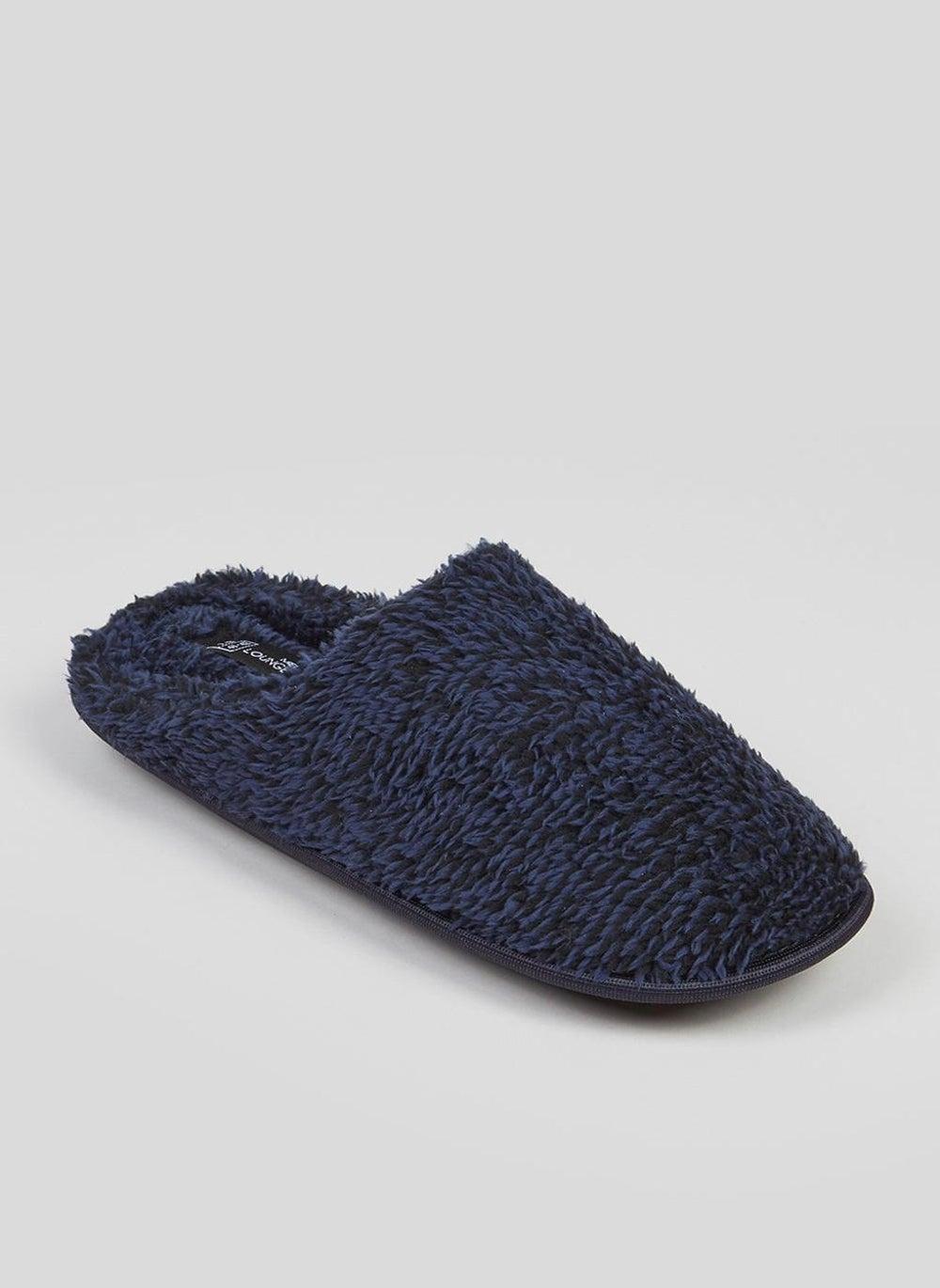 Navy Fluffy Mule Slippers for Relaxing Evenings - Image 1