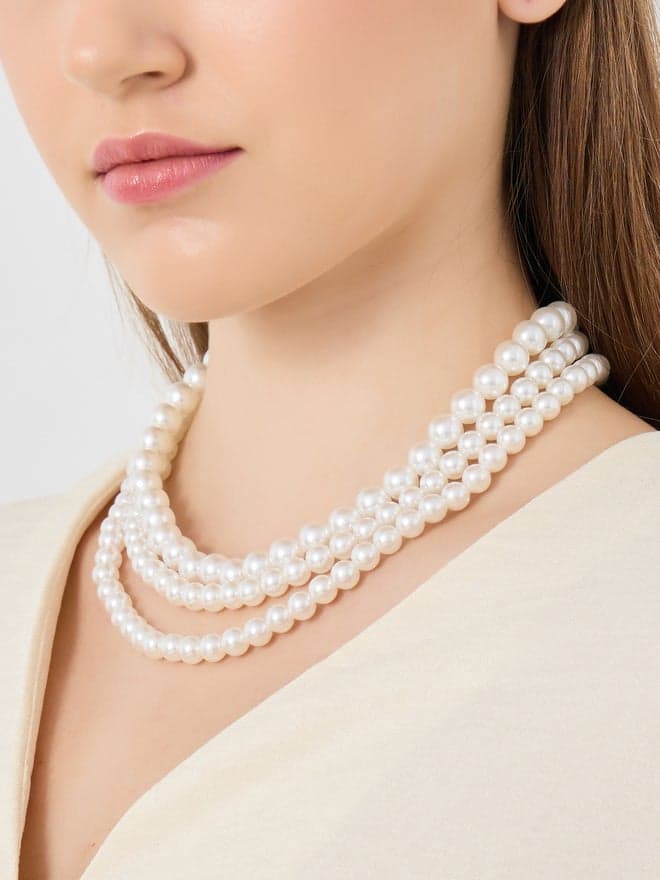 Styli Faux Pearl Elegance Layered Necklace for Women - Image 1