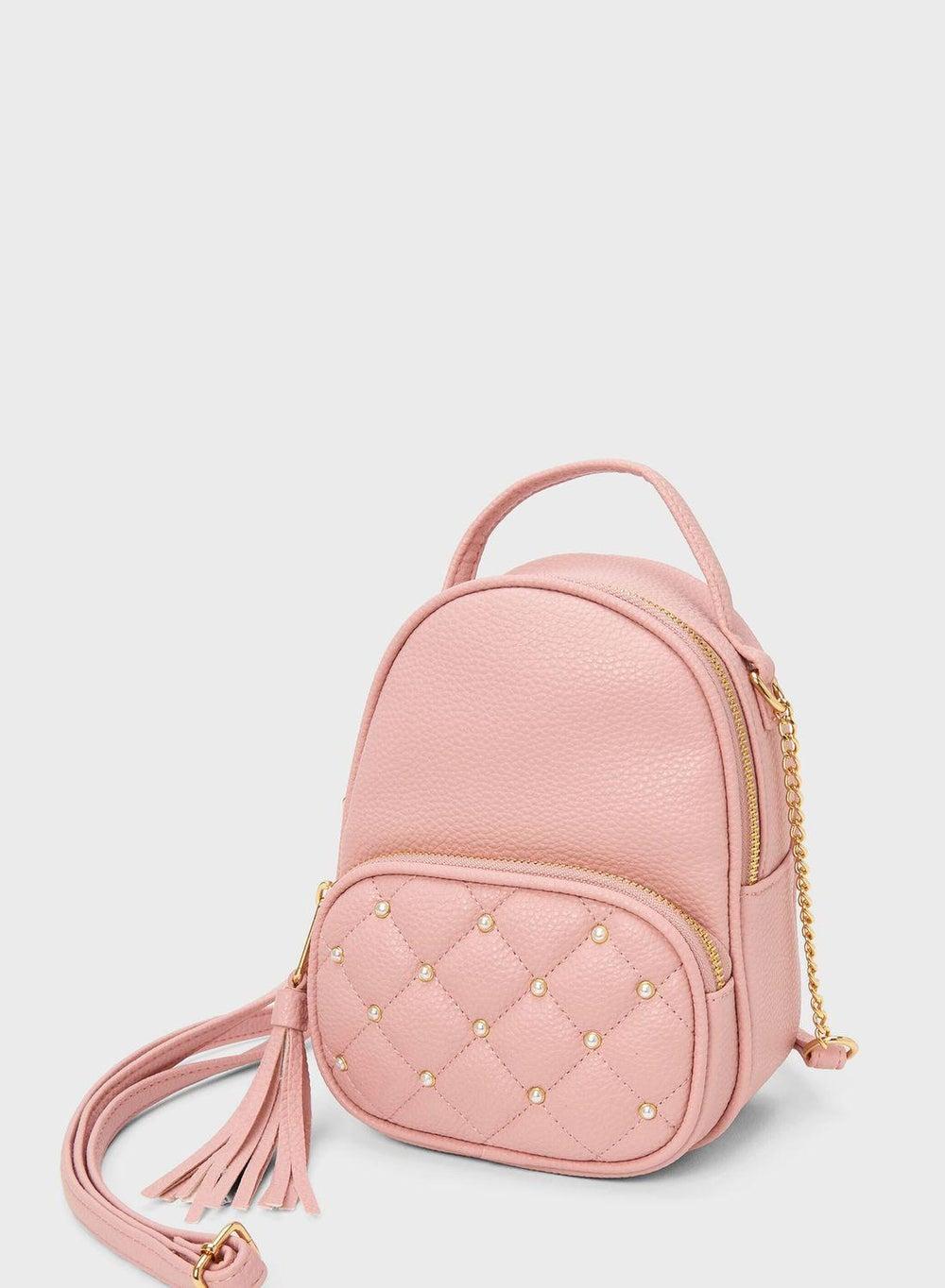 Claires Quilted Elegance Backpack - Pearlescent Details - Image 1