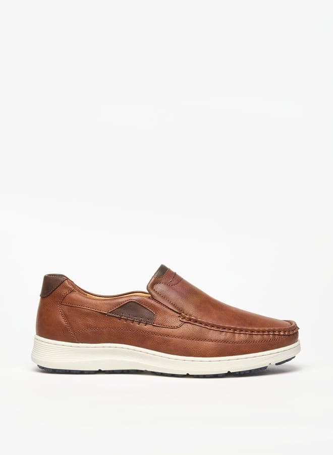 Elegant Hs A1Tan Stitch Detail Slip-On Loafers - Image 1