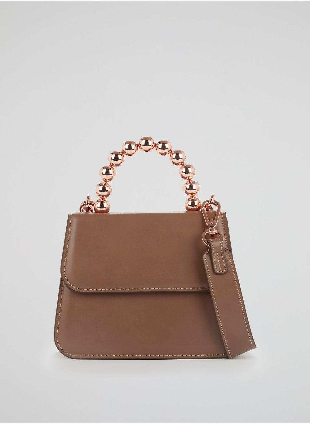 0711 Tbilisi Brown Lou Ball Handle Flap Purse Elegance - Image 1