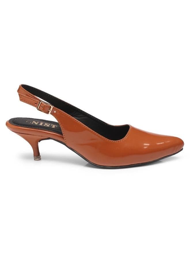 GNIST Tan Kitten Heel Slingbacks - Effortless Elegance - Image 1