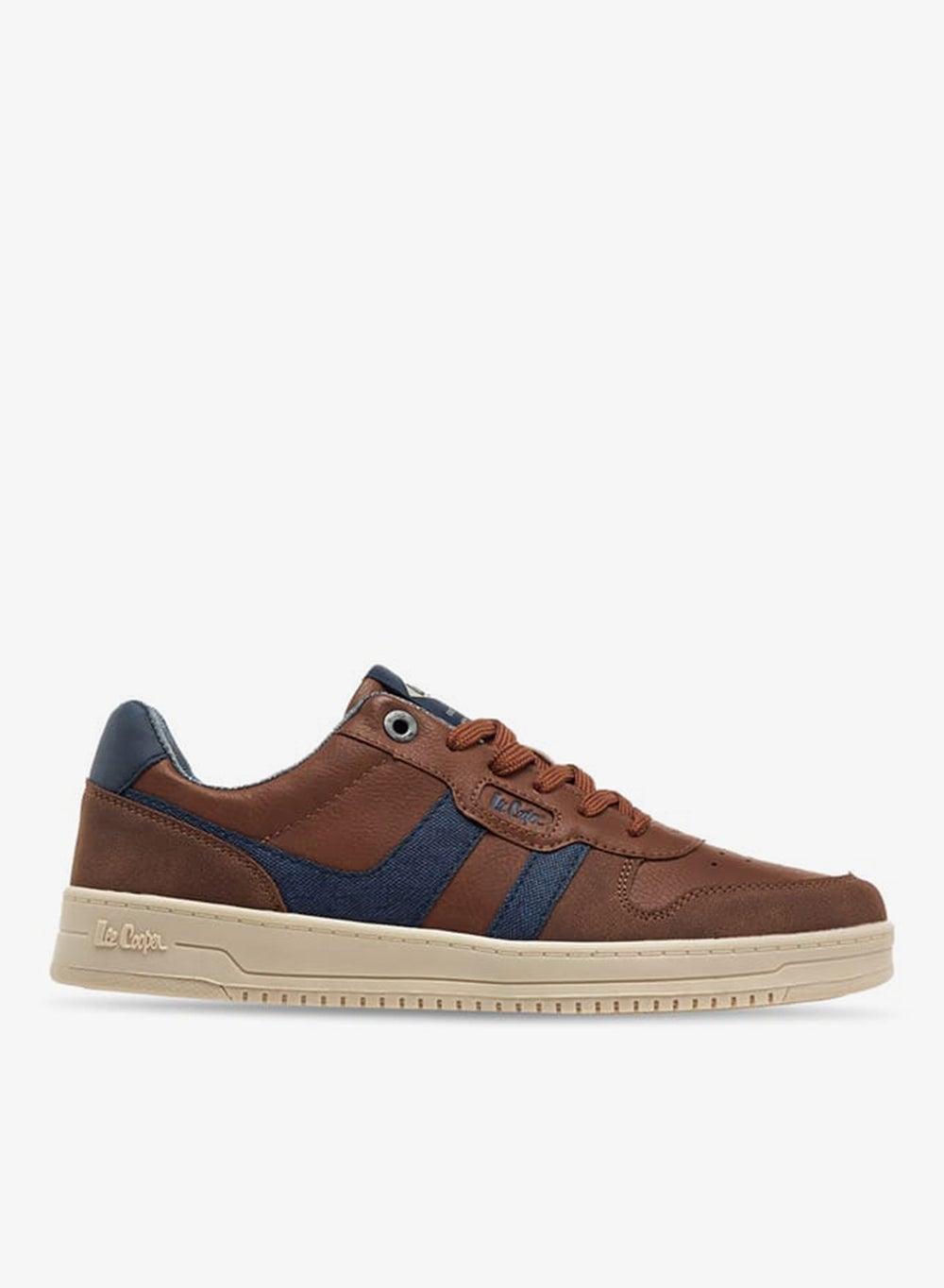 LC004309NTan Men's Elegant Panelled Lace-Up Sneakers - Image 1