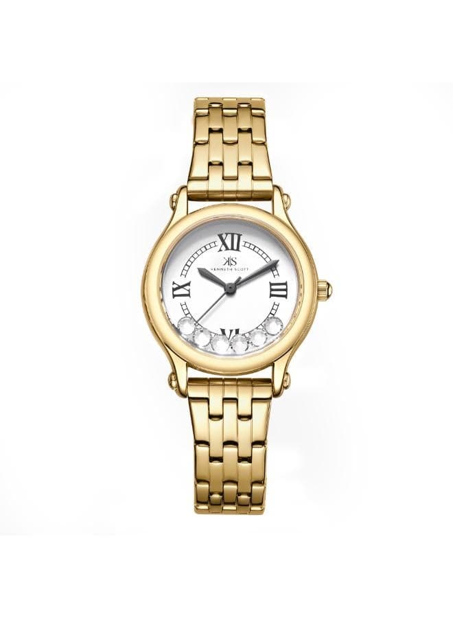 KENNETH SCOTT K25510-GBGW - Elegant 30 mm Gold Analog Watch for Women - Image 1