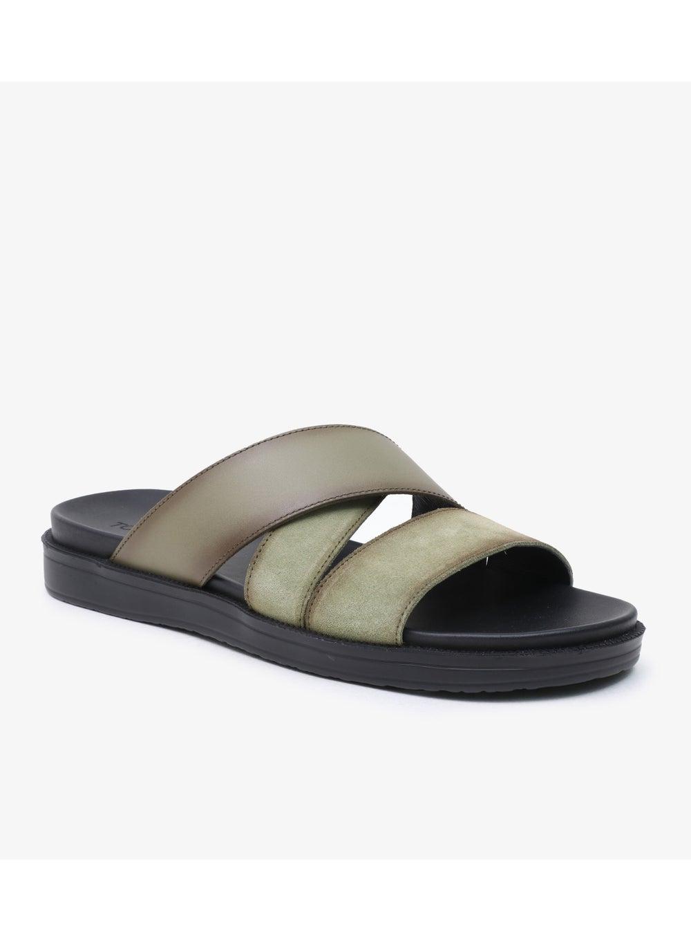 Vance Tr Olive Arabian Casual Leather Sandals for Men - Image 1