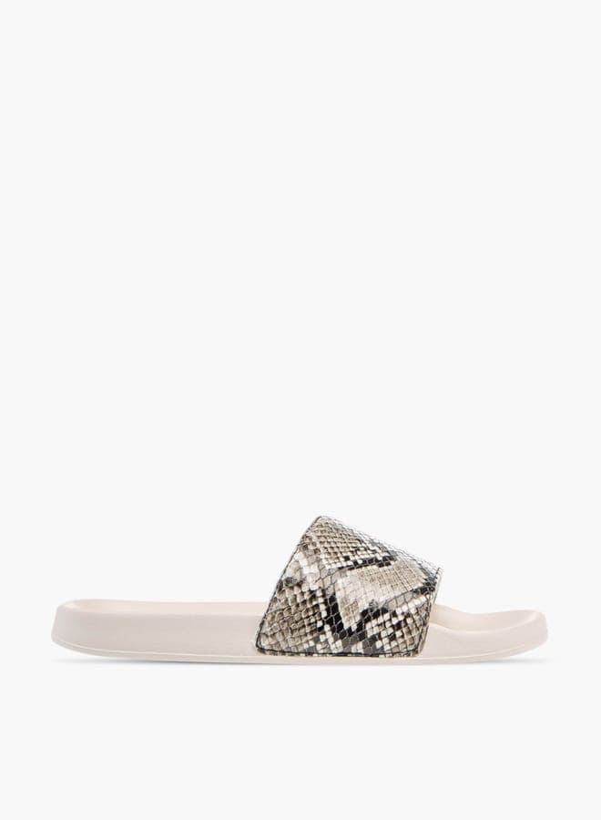 Elegant Beige Animal Print Slides for Women 373577Beige - Image 1
