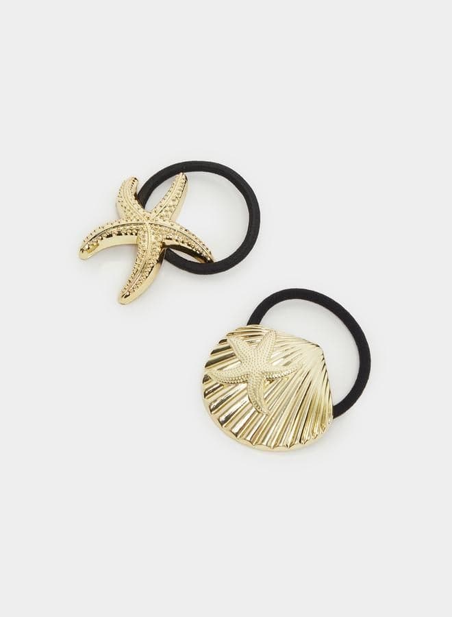 Elegant Gold-Embellished Hair Ties - Set of 2 - Image 1