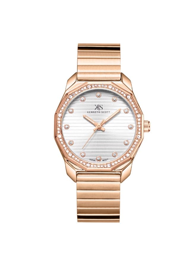 KENNETH SCOTT K24505-RBKW Elegance Rose Gold Analog Watch - 33mm - Image 1