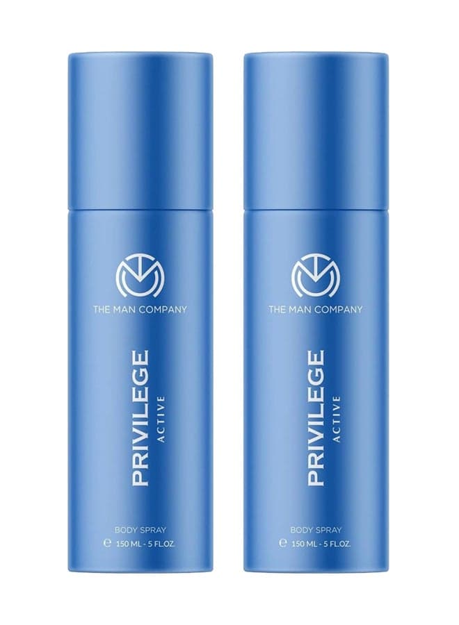 Privilege Active Men's Deodorant Duo | Lasting Blue Essence | 150ml Each - Image 1