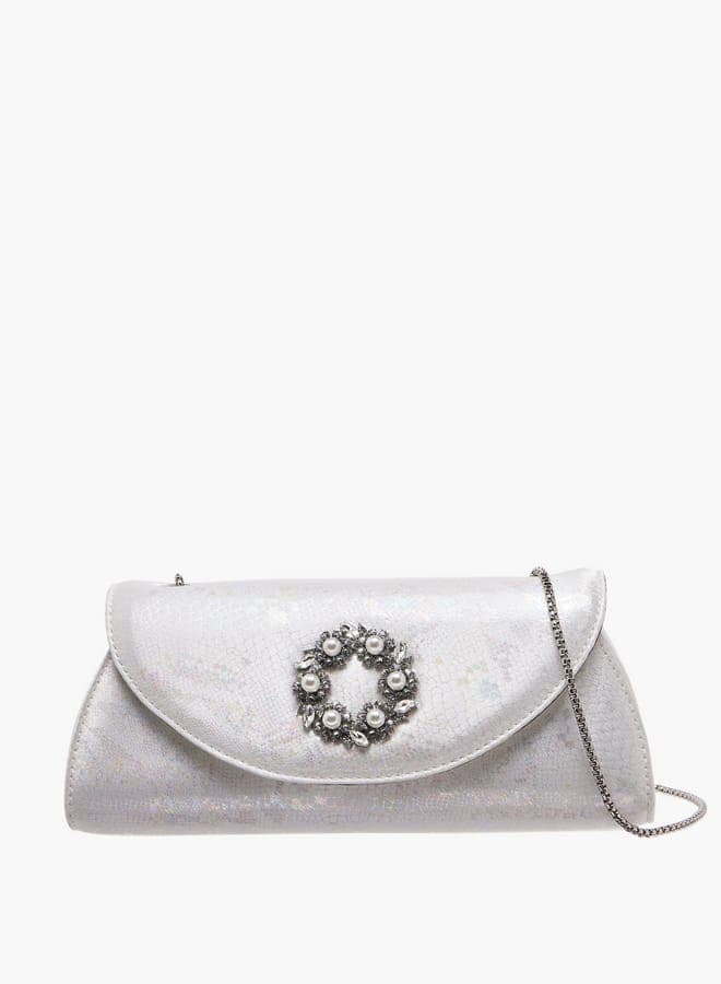 Celeste Embellished Clutch: Elegance with a Detachable Strap - Image 1