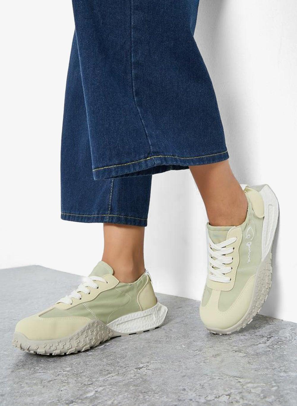 Take Two Women's Green Stretch-Lace Sneakers - Image 1