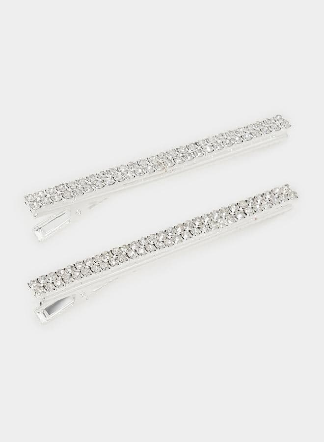 Chic Metallic Duo Hair Clips - Image 1