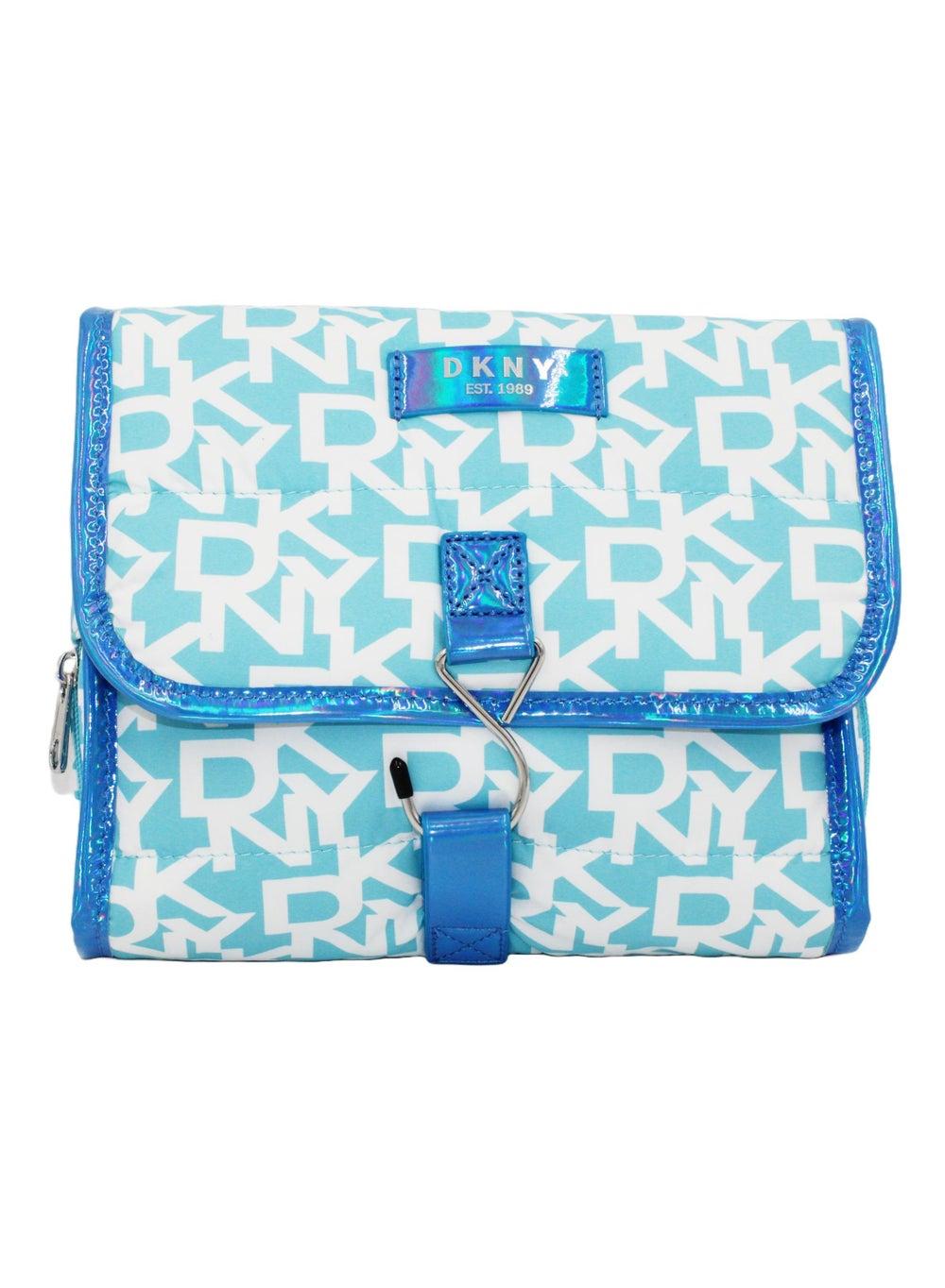 DKNY Signature Sky Blue Puffer Cosmetic Roll Bag - Image 1