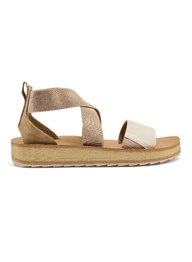 Roma Rise Elegance: Taupe Flat Sandals for Elegant Strolls - Image 1