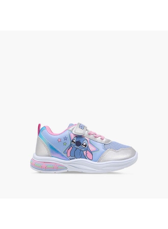 Ls001055 Silver Stitch Print Girls Light-Up Sneakers - Image 1