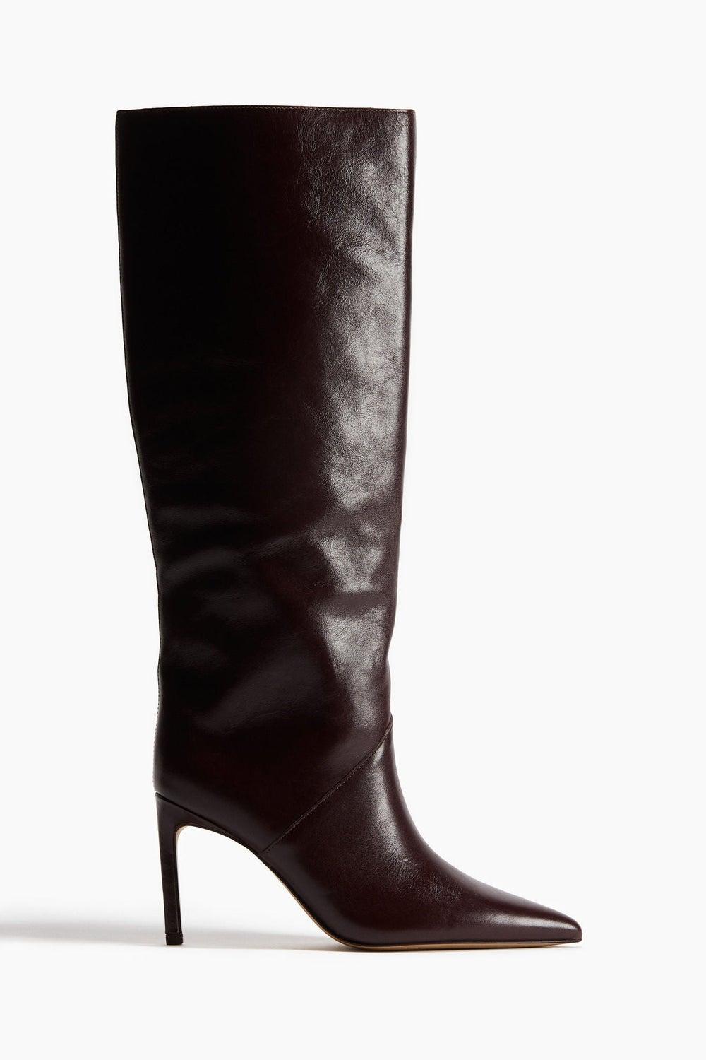 Elegant Pointed Leather Knee-High Boots - Style No: 1248969240 - Image 1