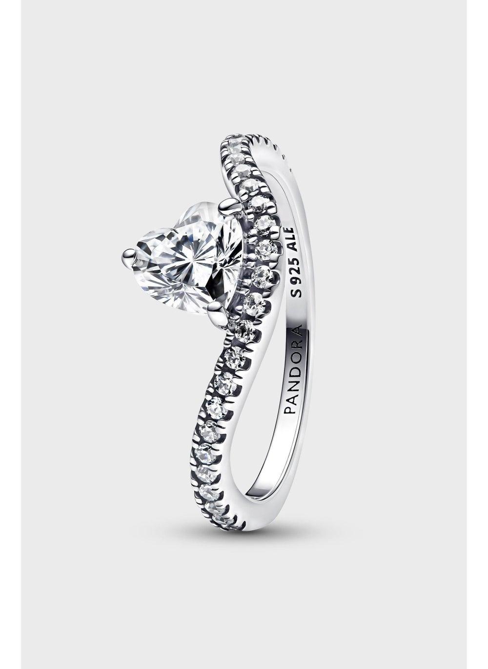 PANDORA Wave Heart Sterling Ring: Elegance Encircled - Image 1