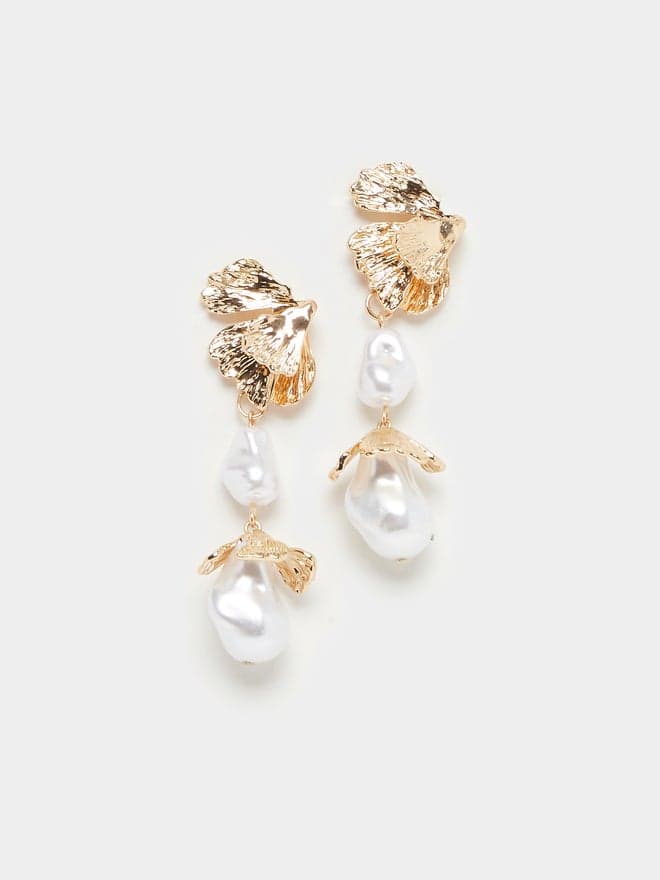 Elegant Styli Faux Pearl Drop Earrings for Women - Image 1