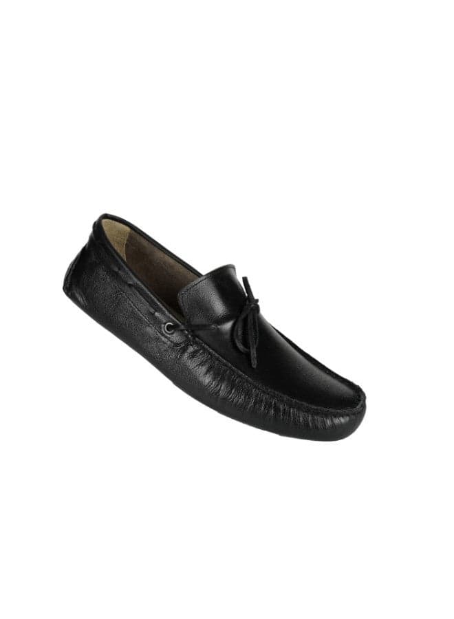 032-118 Democrata Easy Laguna Leather Boat Loafers - Black - Image 1