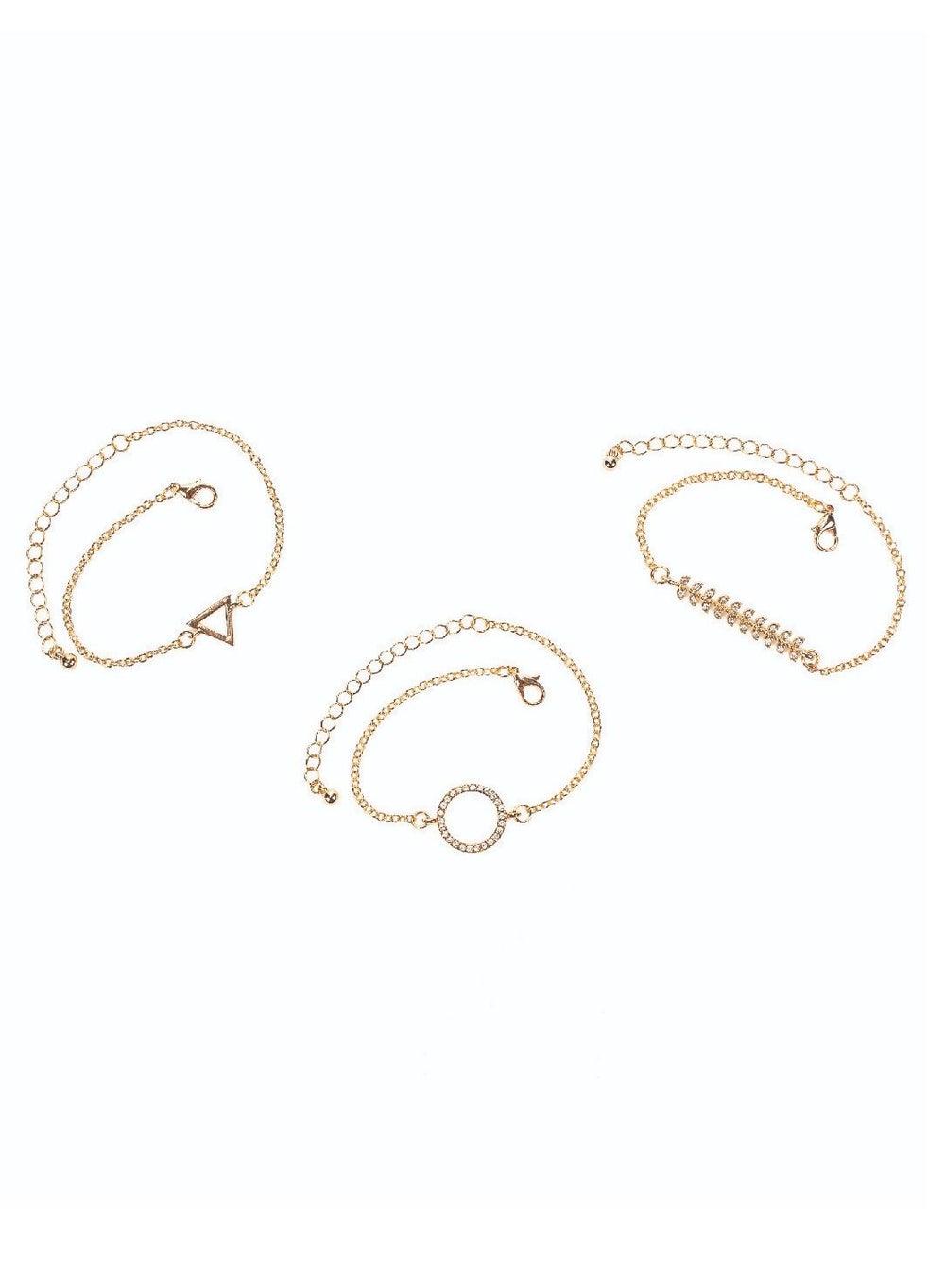 AMICA Geometric Trio - Elegant Metallic Bracelets Set - Image 1