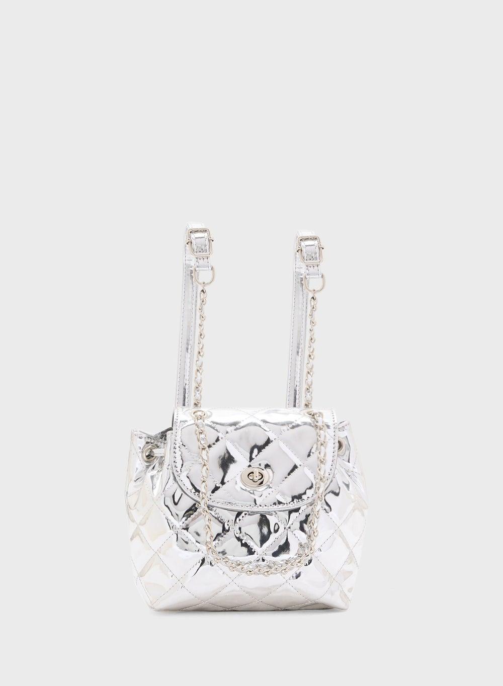 Chic Ginger Quilted Metallic Mini Backpack - Image 1