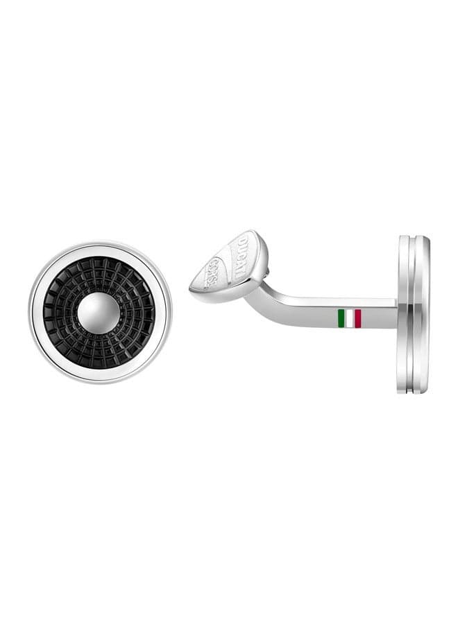 Ducati Corse Dinamica Silver & Black Cufflinks for Men - Image 1