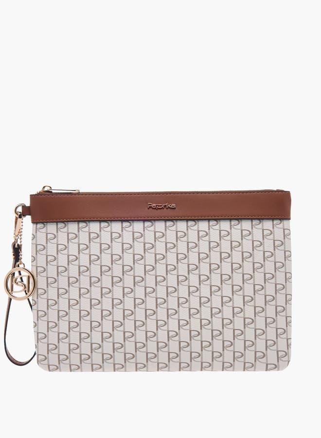 Paprika Monogram Clutch: Chic Print & Functional Elegance - Image 1