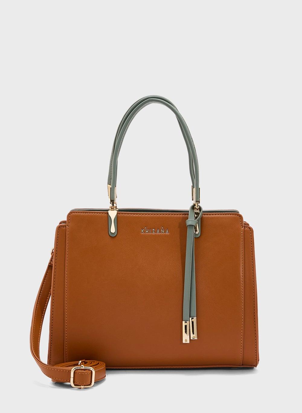 Khizana Chic Metal Trim Satchel Bag for Elegant Women - Image 1