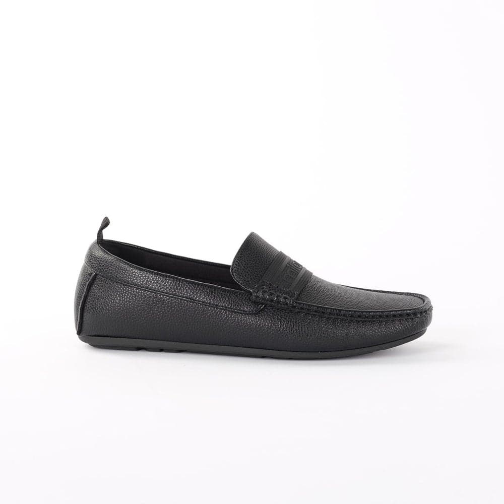 BENNE Elegant Black Leather Loafers featuring Milano Branding - Image 1