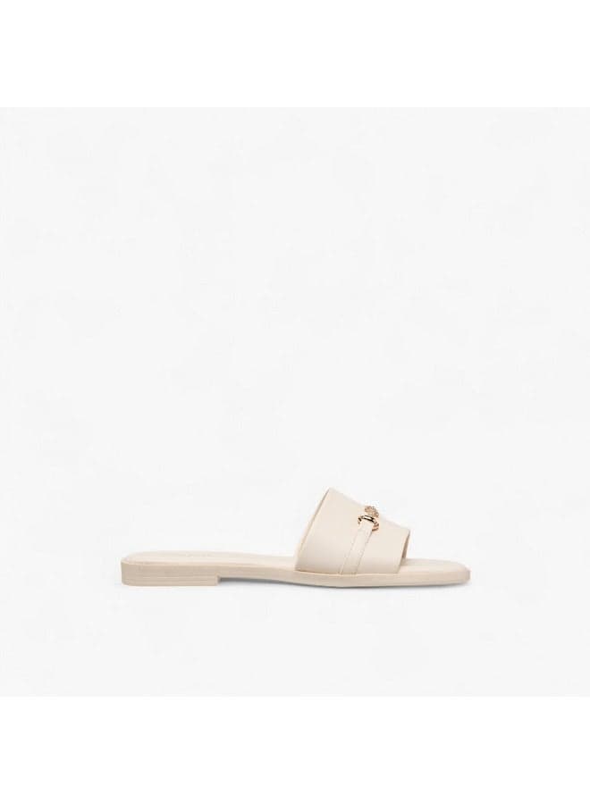 Elegant Cream Slides with Metal Accent: Model 6308037 - Image 1