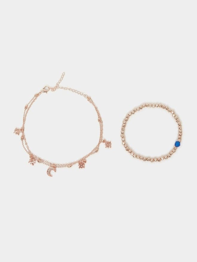Styli Beaded Elegance - Dual Layer Anklet Set for Women - Image 1
