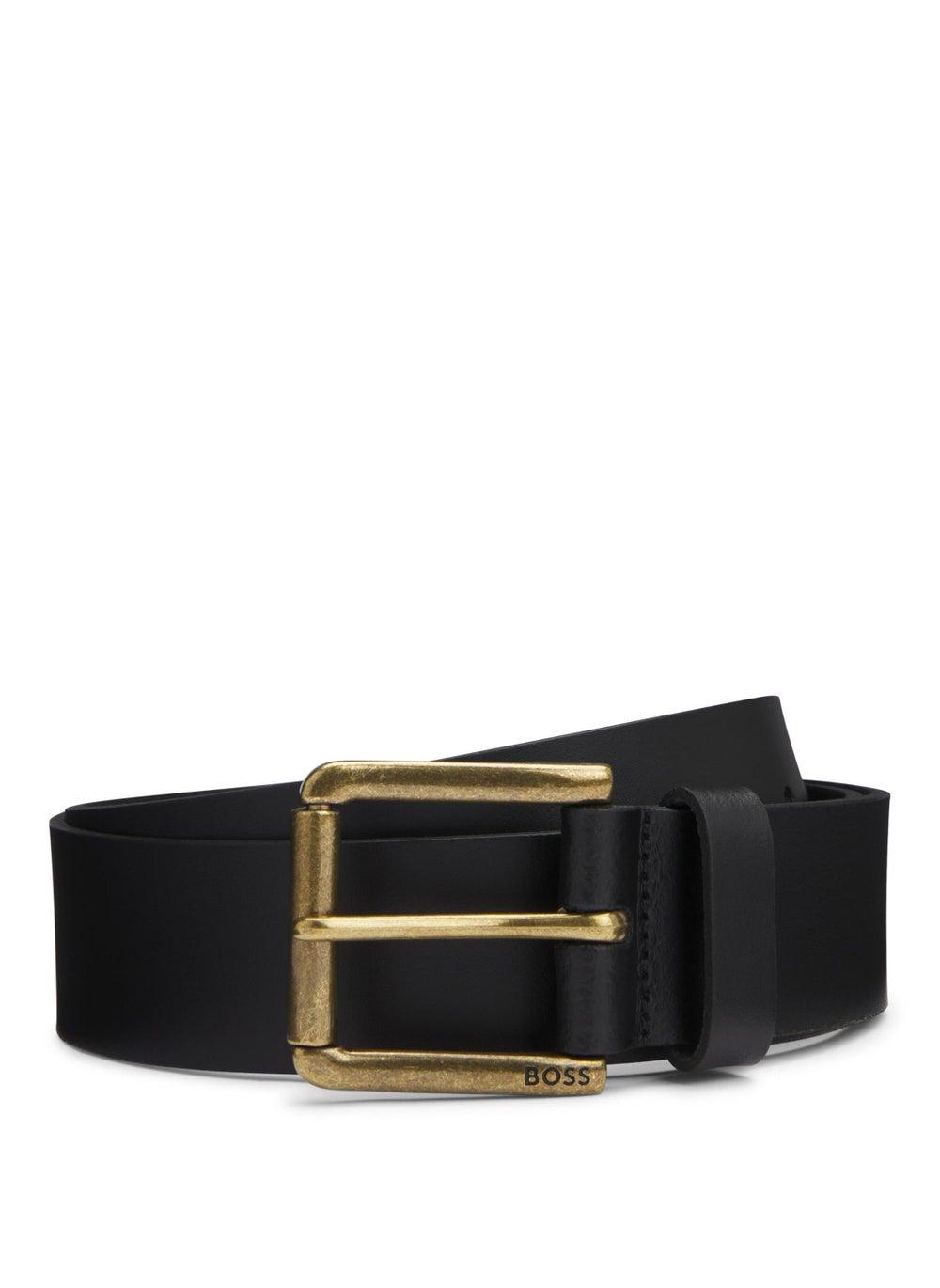 BOSS Signature Smooth Leather Belt with Logo Buckle - Image 1