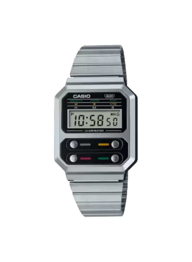 CASIO A100WE-1ADF Elegant Unisex Digital Stainless Steel Watch - Image 1