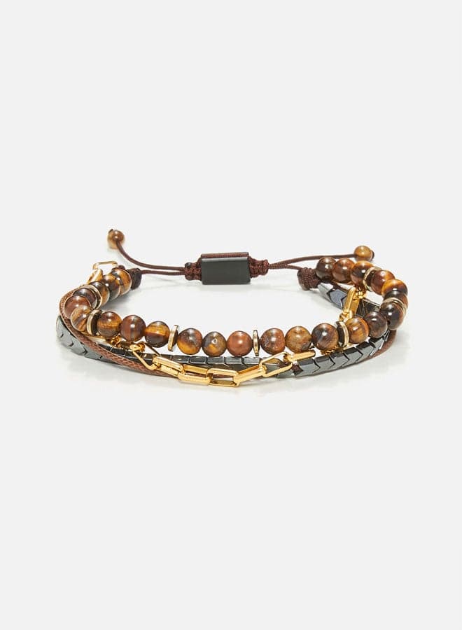 CHRYSOSTOMOS Tiger's Eye Multi-Strand Men's Bracelet - Image 1