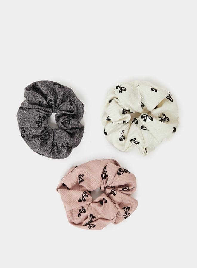 Styli Bow Print Scrunchie Trio for Women - Image 1