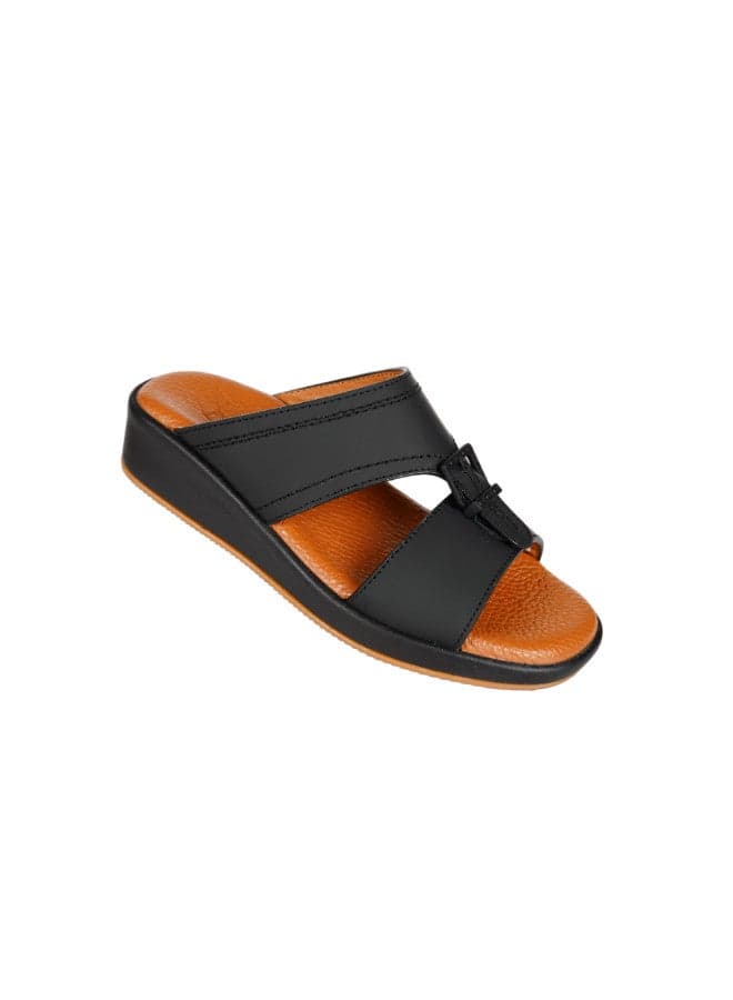 Barjeel Uno BBJM-07: Luxury Black Arabian Sandals for Boys - Image 1